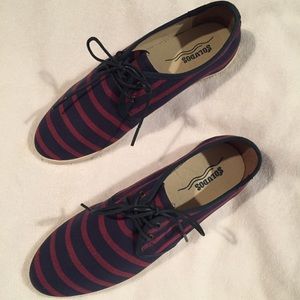Soludos Striped Lace-Up Sandshoe - Navy Red